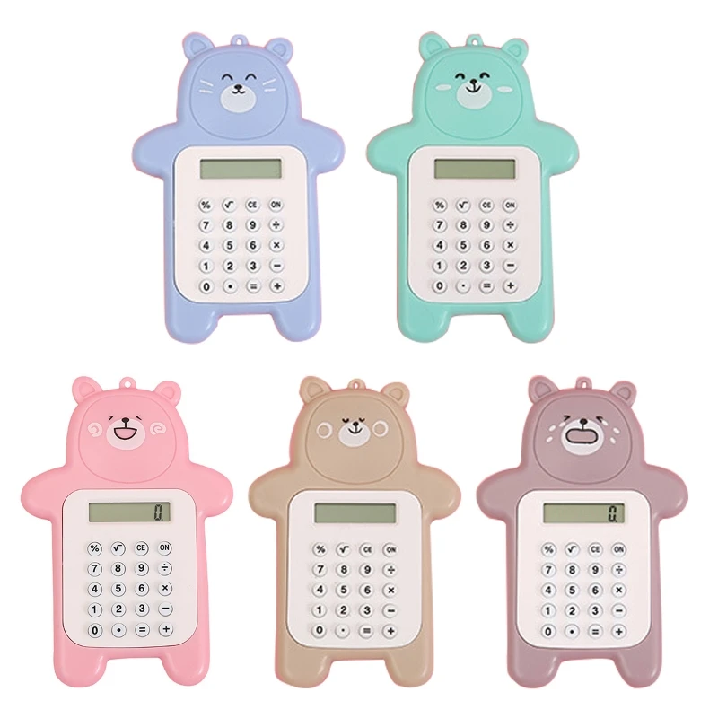 

E9LB Cute Bear Calculator 8 Digits Sensitive Button Standard Function Calculator Pocket Size for Kid Boy Girl Student School