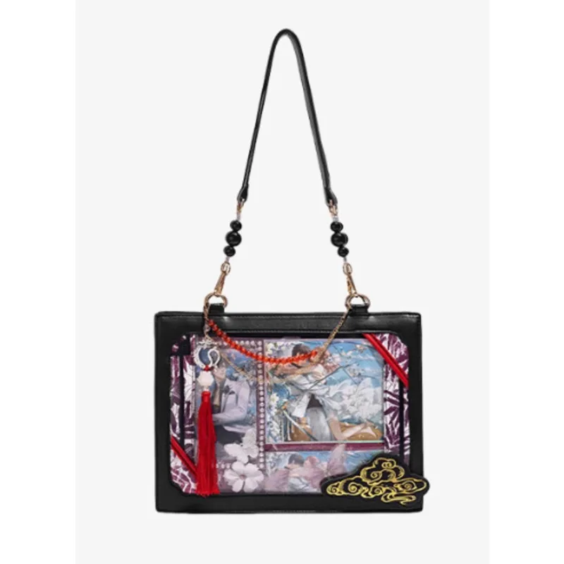 Сумка-тоут из искусственной кожи с жемчугом Y2k Dragon японская комбинированная