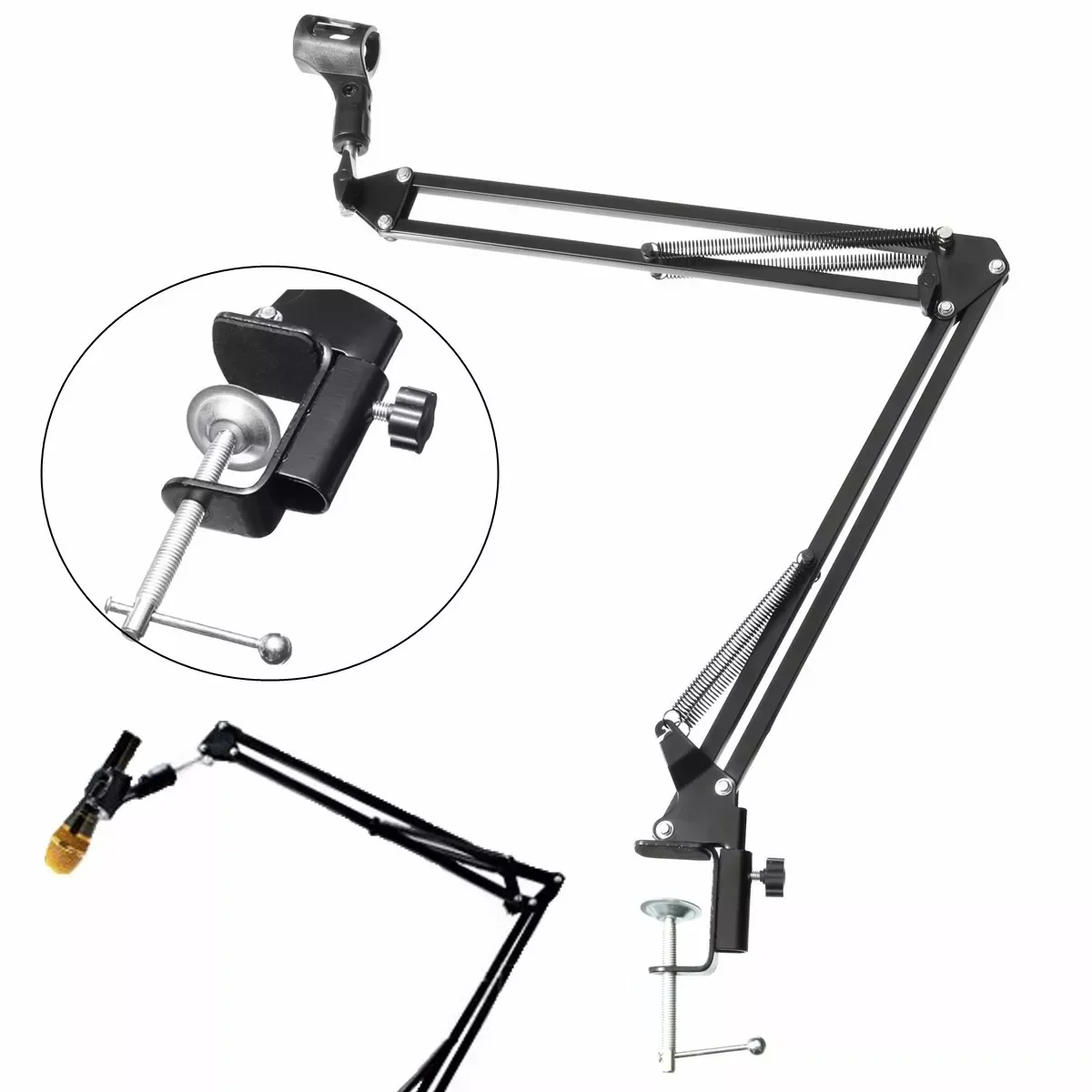 

360°Rotating Extendable Flexible LongArms Mobile Phone Holder with Mic Clip Desktop Bed Bracket Phone Stand Metal Clamp Support