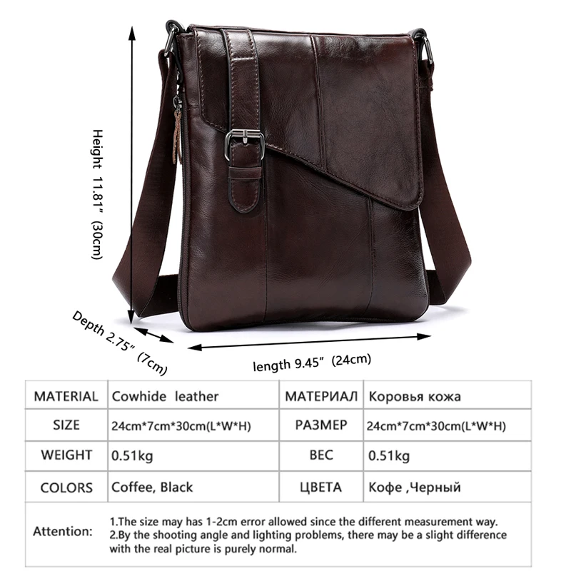 SCHLATUM Fashion Quality Real Leather Male Casual Multifunction Messenger Satchel  Shoulder Bag Large  Leather Bag For Man