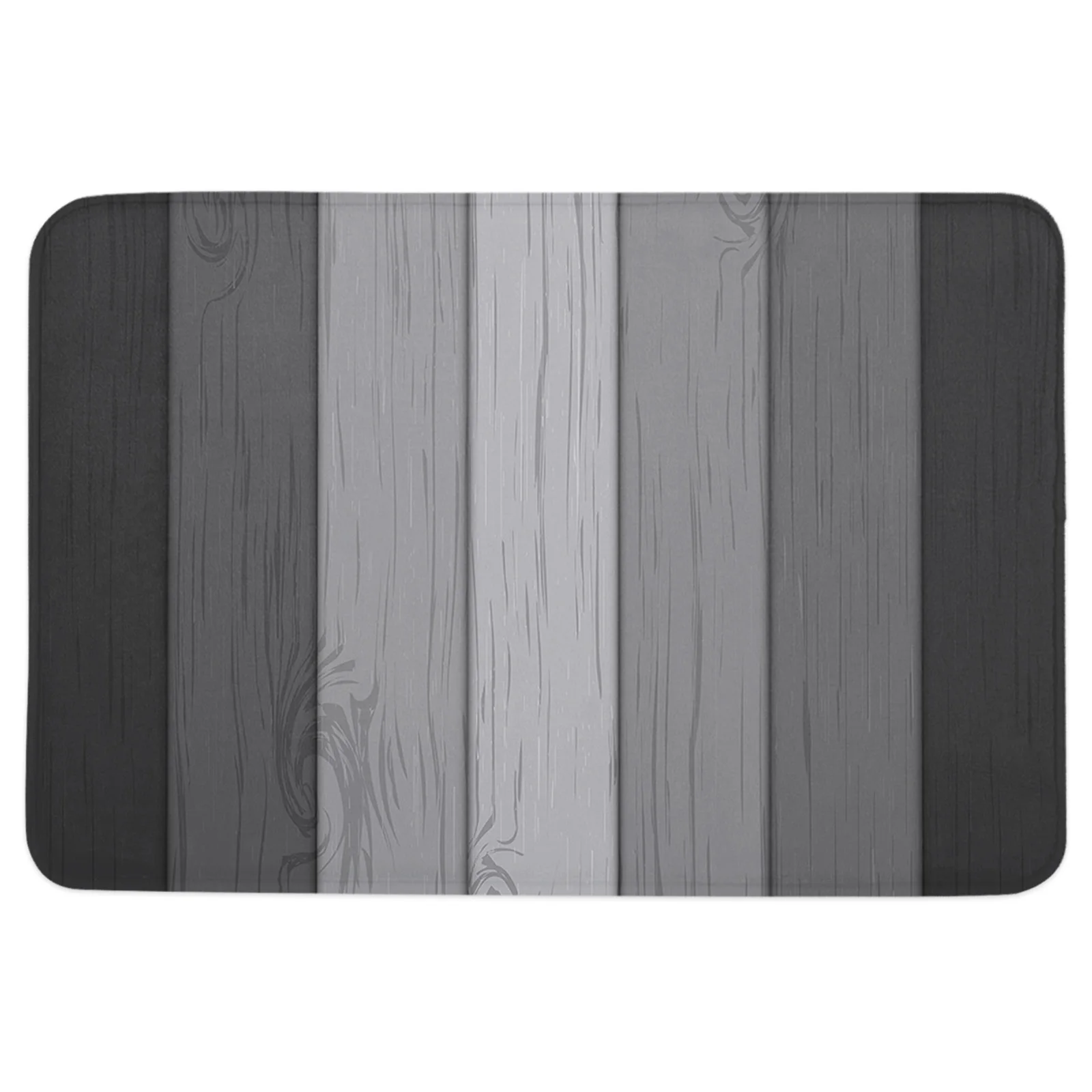 

Retro Black And White Gray Gradient Wood Grain Welcome Mat Grounding Mat Rug for Kitchen Floor Rug Bath Mat Bedroom Door Mat