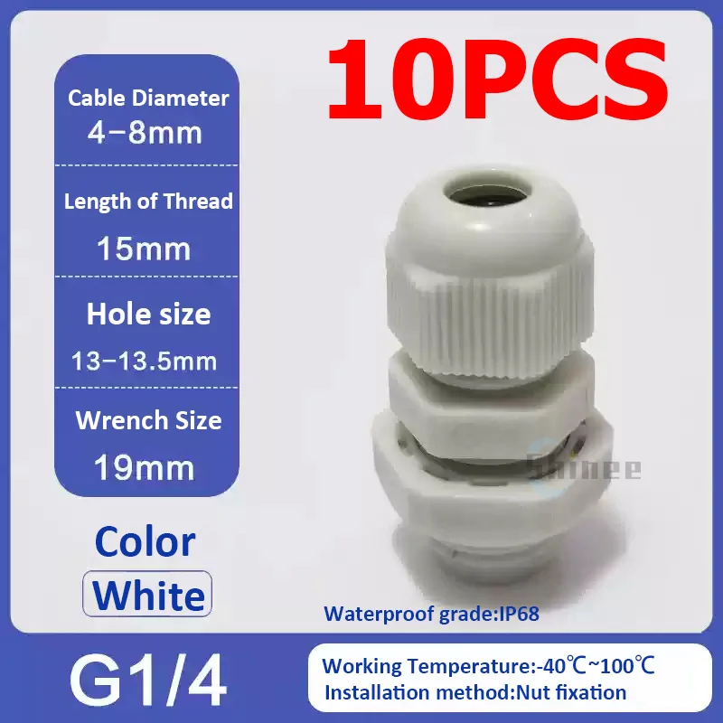 

10 шт. водонепроницаемый кабельный ввод NPT 1/4 NPT 1/2 NPT 3/8 американский нейлоновый кабельный соединитель черный огнестойкий проводной разъем 4-25 мм IP68
