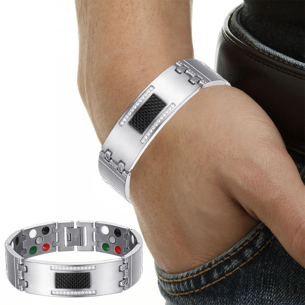 

WelMag Titanium Bracelets Magnetic Bangles Handmade Health Jewelry Men's Hand Bracelets 팔찌 Free Shipping Germanium Tourmaline