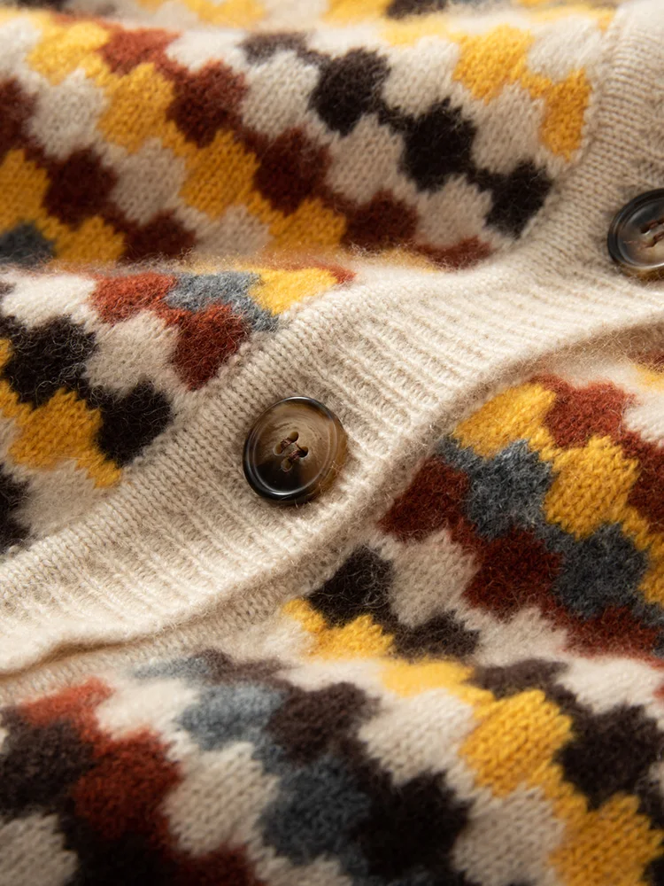 Женский кашемировый кардиган с v-образным вырезом разноцветный свитер осень-зима