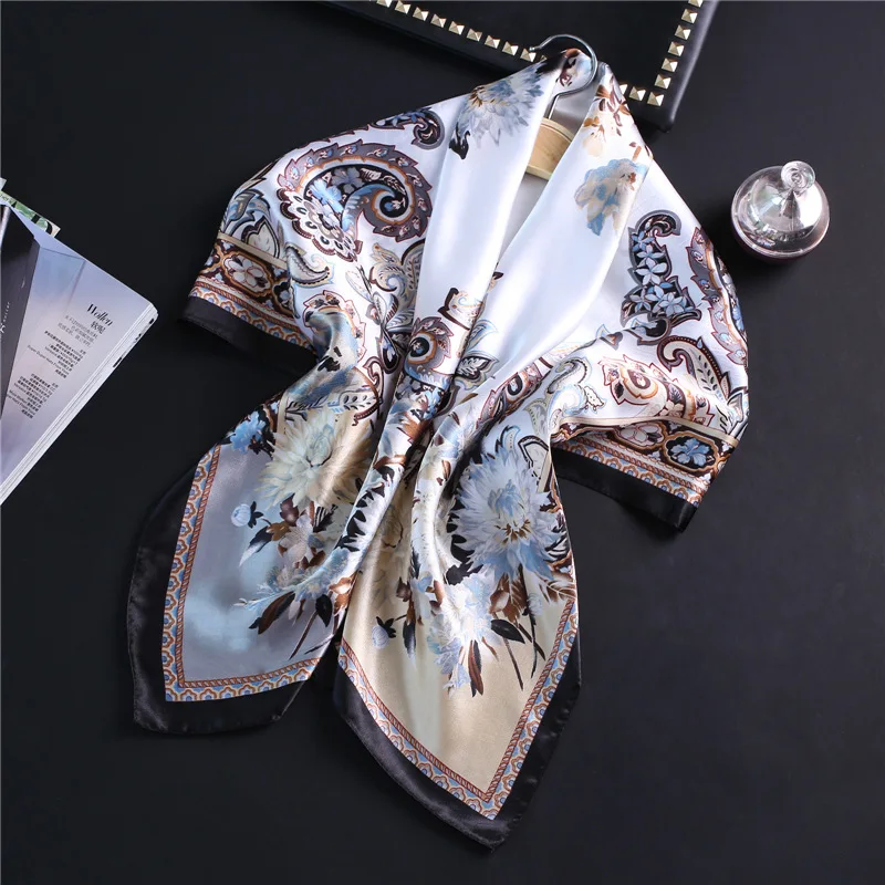 2022 Модный женский большой квадратный шелковый шарф женские шали и палантины