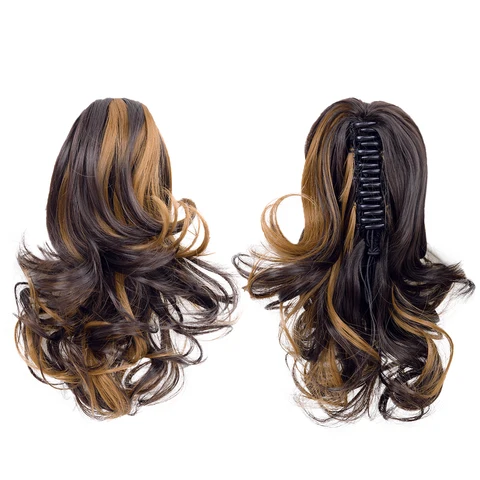Синтетические короткие волнистые накладные волосы «сделай сам» с зажимом для конского хвоста, черная блондинка, конский хвост, хвост с зажимом, натуральные накладные волосы