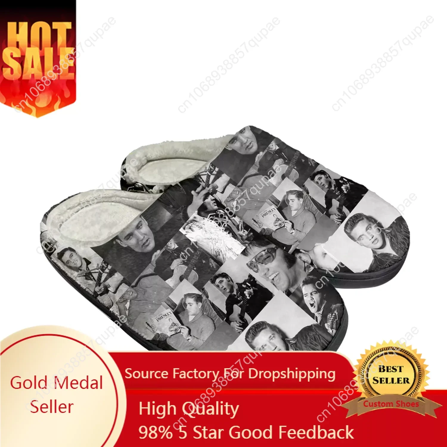 Домашние хлопковые тапочки E-Elvis King Hillbilly Cat мужские и женские плюшевые для спальни