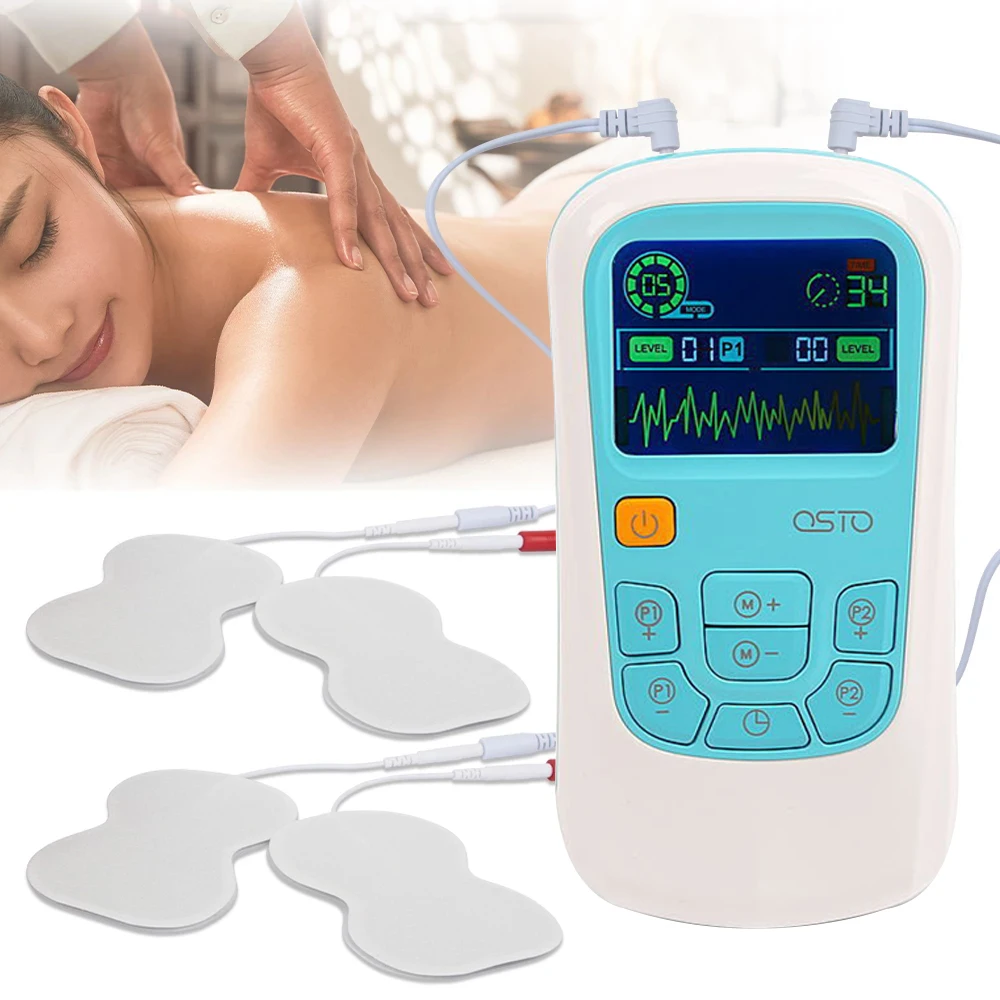 

25 Modes Dual Channel EMS Electric Muscle Stimulator Physiotherapy Tens Unit Machine Electrostimulator Pulse Body Massager Pads