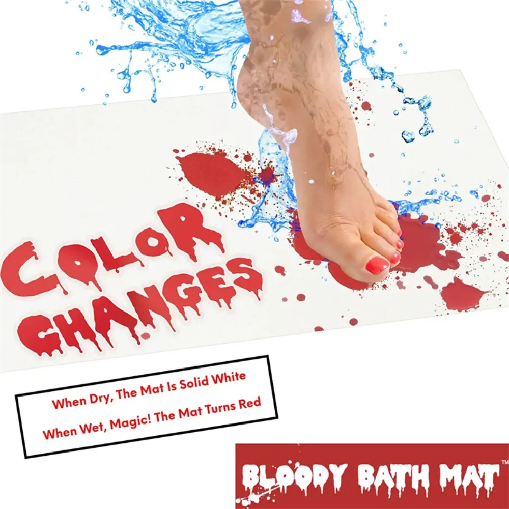 

40*70cm Halloween Bloody Bath Mat Prank Color-changing Bathroom Floor Mats Horror Carpet Party Decoration Bathing Accessories