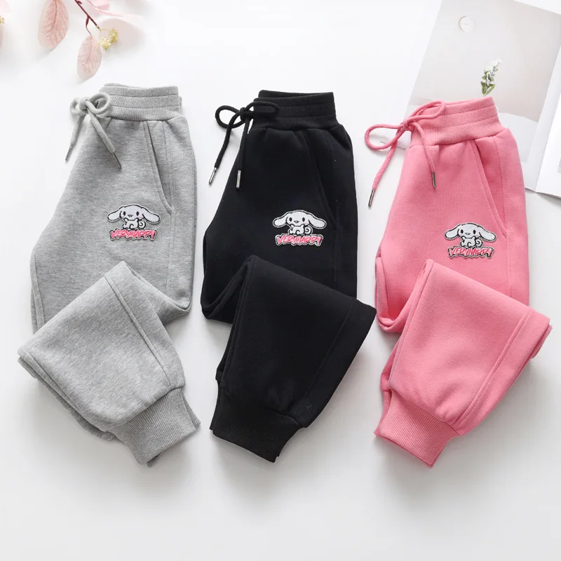 

2023 Kawaii Sanrio Kids Sweatpants Hellokittys Cinnamoroll Cartoon Anime Pants Student Casual Pants Spring Autumn Toy Girl Gift