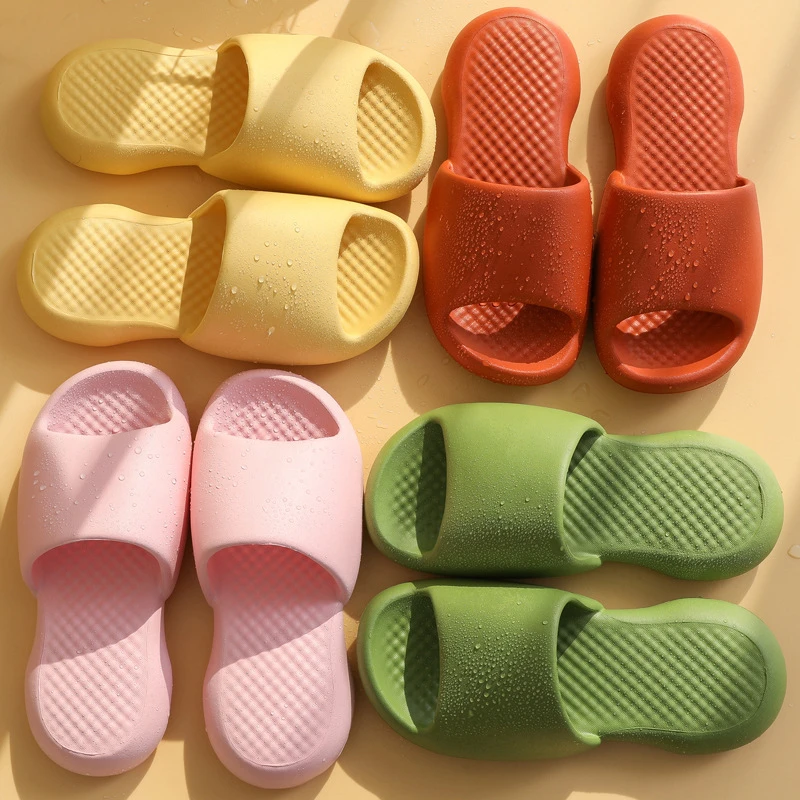 

Men and Women Slippers Summer Thicken Solid Color Home Indoor Shoes Eva Non-slip Beach Slides Bathroom Shoes Shower Slippers
