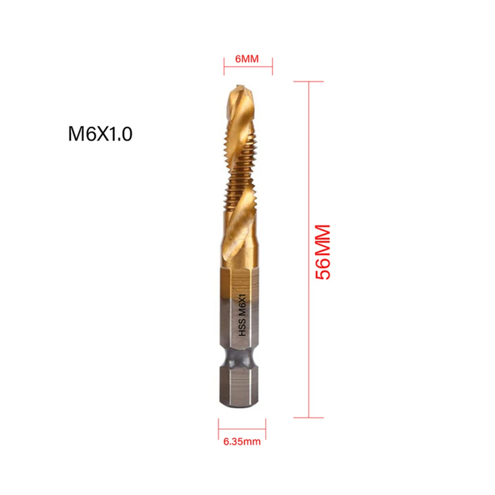

Tap Drill Bit Hex Machine Compound Parts Plated Replacements Shank Silver Threaded Titanium Tools 1pc Accessories