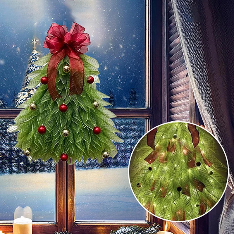 Christmas Simulation Tree Wreath Door Decoration Hanging Home Holiday Yard Props Outdoor Garden Gifts