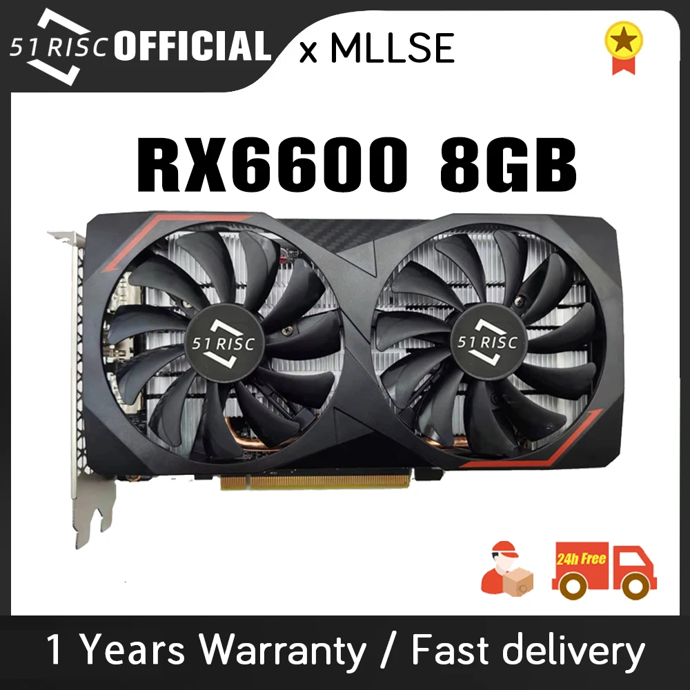 Новинка 51RISC AMD Radeon RX 6600 8 Гб графическая карта GPU GDDR6 128 бит 14 Гбит/с 7 нм поддержка AMD Intel десктопный процессор Материнская плата