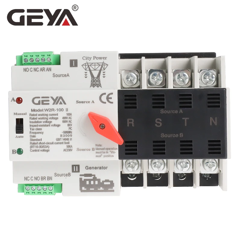 Фото Двойной автоматический переключатель питания GEYA Din Rail ATS 110 В 220 В 63 а 50/60 Гц PC Grade Auto или ручной выбор №4