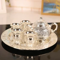 creative and exquisite rose carving tea set zinc alloy cups and cups with tray kung fu tea set