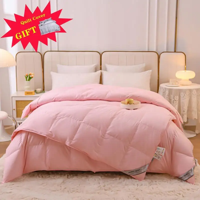 

New Premium Two-in-One Duvet Goose Down Quilt Bedding All Seasons Soft and Comfortable 100% White Goose Down Fill Thick Quilt