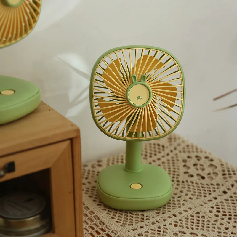 

Avocado green desktop silent small fan Small charging office desk mini desktop retro desk