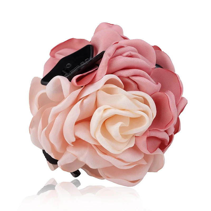 Big Camellia Flower Hair Claws Clips Women Girls Muliticolor Rose Large Clamps Ponytail Holder Barrettes Accessories |