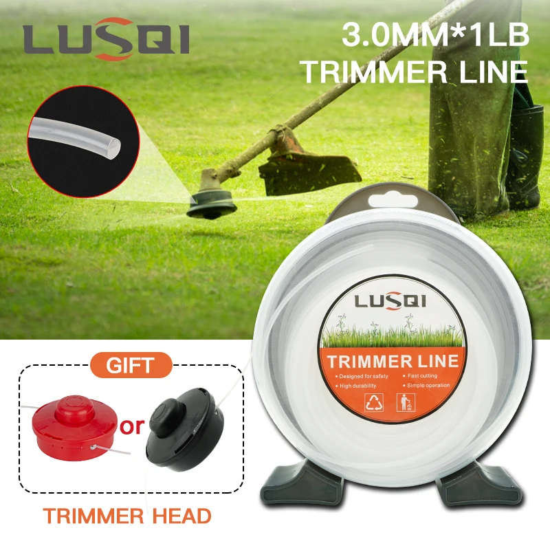 LUSQI Universal Grass Trimmer Line 3MM*1LB Nylon Brushcutter Trimmer Head Replacement Rope Lawnmower Weed Line Free Trimmer Head