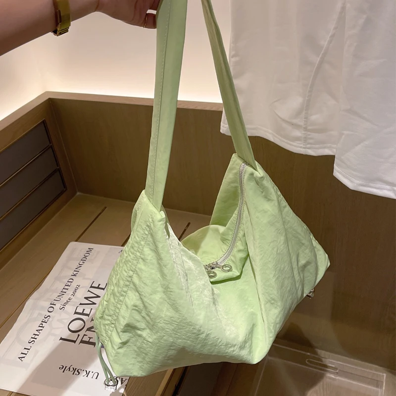

Korean Hobos Bags For Women Luxury Designers Handbags And Purses 2023 New In Nylon Pleated Casual Large Capacity Cloth Shoulder