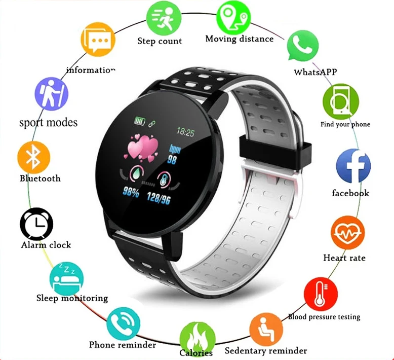 

Смарт-часы с измерением артериального давления, спортивный трекер, Водонепроницаемый Bluetooth Смарт-браслет, мониторинг пульса для Android Ios