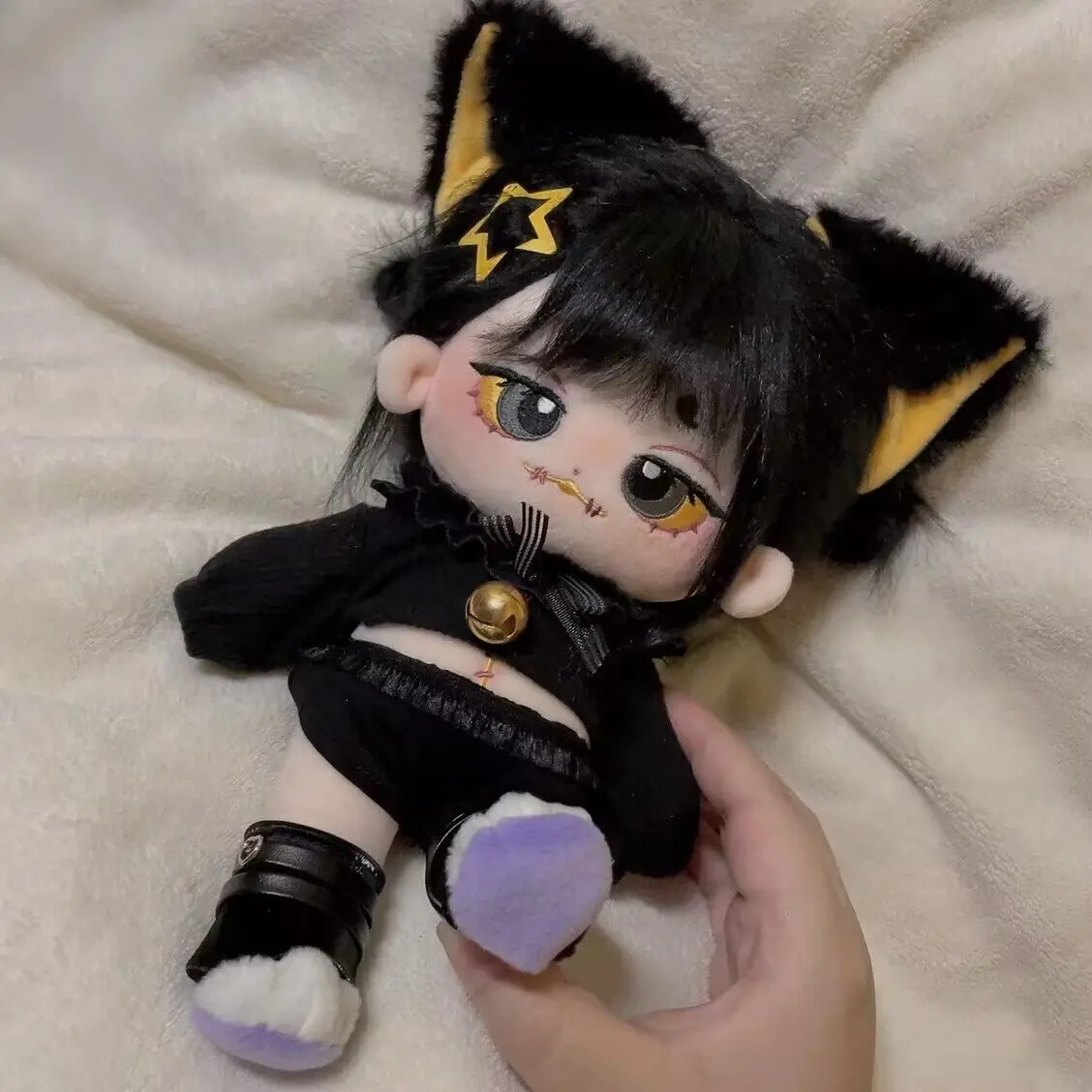 

In Stock 20cm No Attribute Cute Black Cats Monster Ear Naked Doll Cosplay Plush Stuffed Cotton Dolls Dress Up Toy Birthday Gift