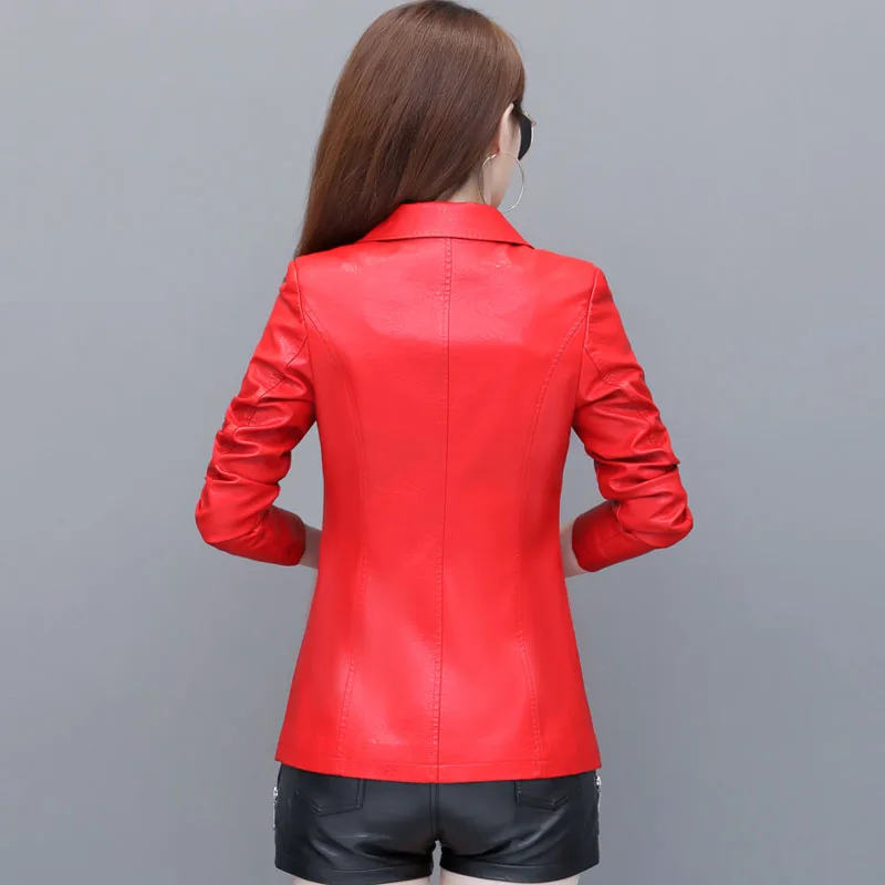 2023 New Fashion Leather Women's Coat Autumn Winter High Quality Lapel Sheep Skin Temperament Solid Color Women Leather Coat Y93