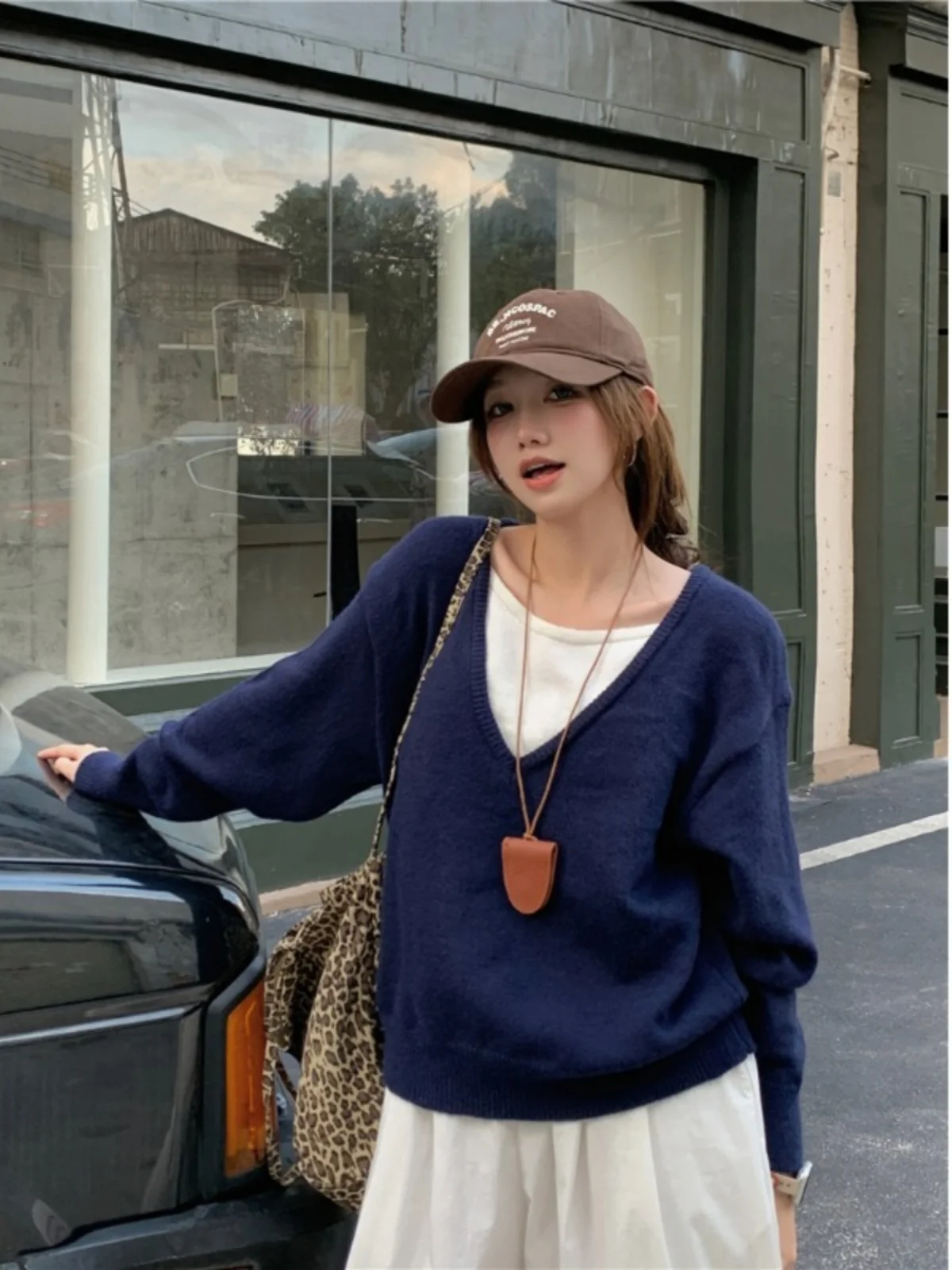 Пуловер с имитацией двух частей для ленивых женщин вязаный свитер длинным