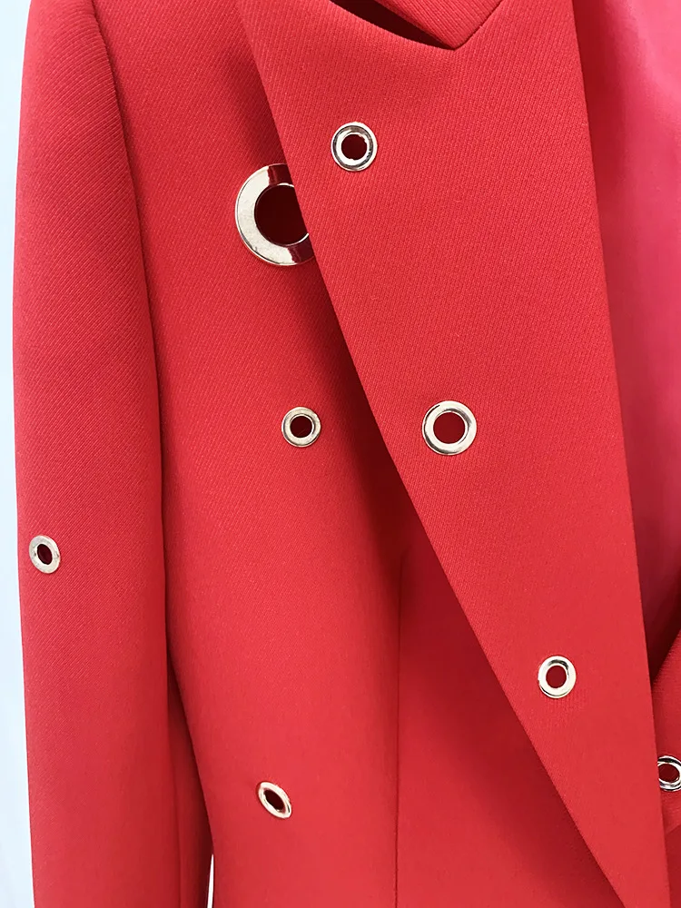 Женские костюмы из двух предметов красные пиджаки и брюки в офисном стиле
