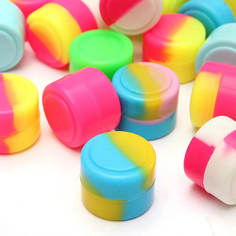

3ML Mini Silicone Wax Jars Round Wax Containers Dab Bottle Oil Butane Vaporizer Storage Box Container Random Colors