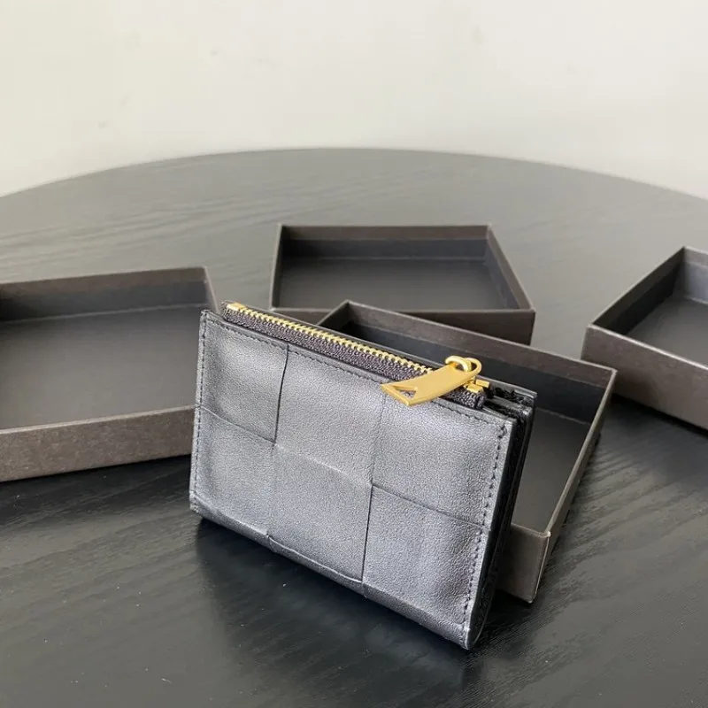 2023 Fashion Card Holder Plaid All Black Design Genuine Leather Credit Card Wallet High Quality Multi  Slim Card Case