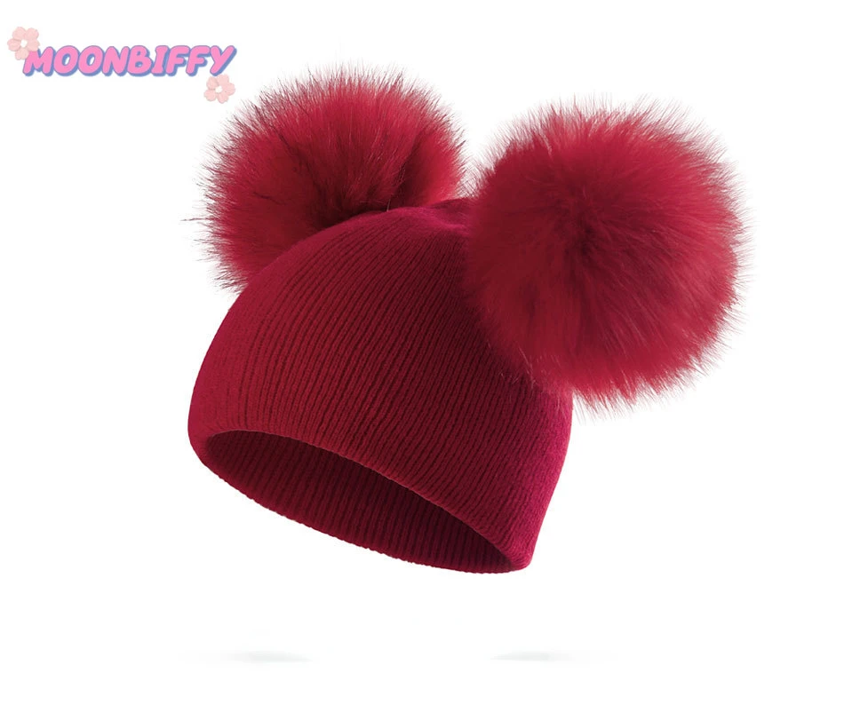 Лидер продаж детская зимняя вязаная шапка большого размера с двумя шариками