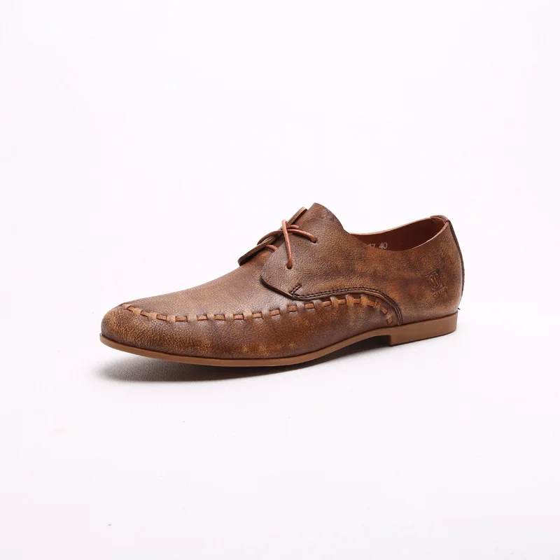 

Лоферы ручной работы из воловьей кожи в британском ретро-стиле, Повседневные Дышащие, однотонные, на резиновой подошве, обувь для вождения