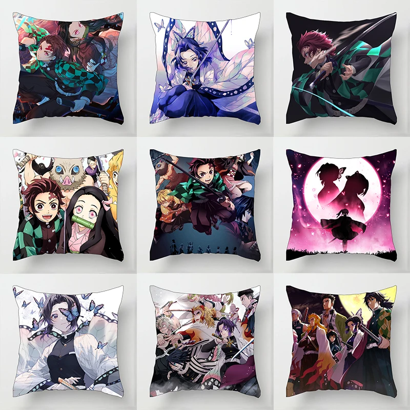 

Anime Demon Slayer Kimetsu no Yaiba Pillowcase Kamado Tanjirou Pillow Case Kochou Shinobu Nezuko Home Decor Car Cushion Cover