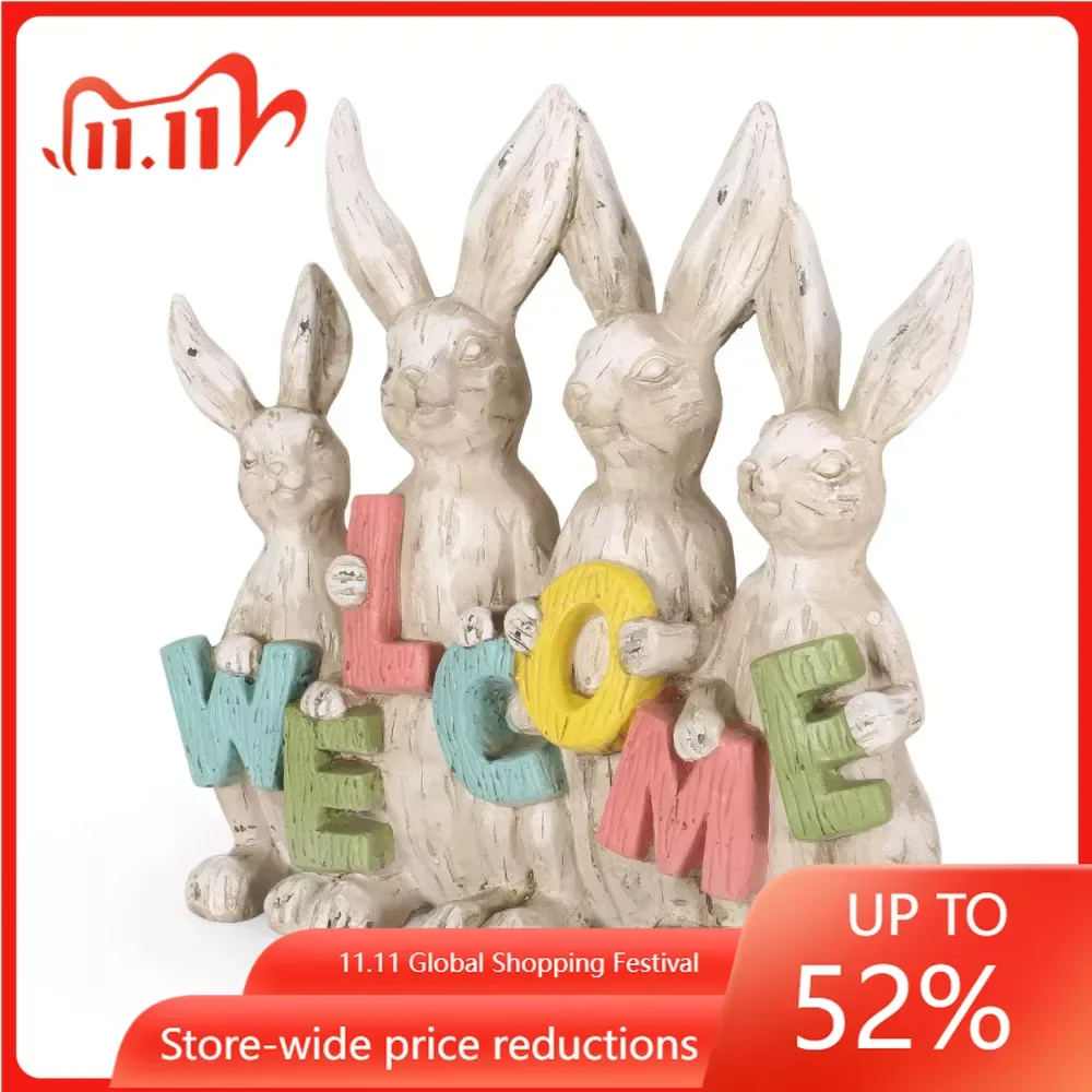 

Hebble 20” Rabbit Family Garden Statue With Lightweight Figure Sculptures and Statuettes Decorative Items for Home Decorations