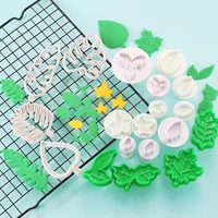 2 4pcs tropical theme palm leaves banana leaf fondant chocolates cookie stamps molds biscuit cake decorating craft baking tools