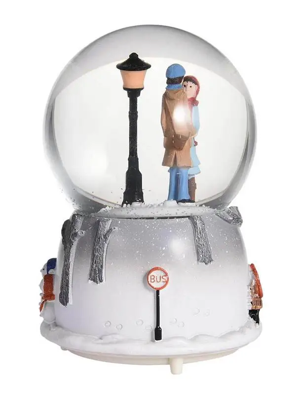 Crystal Ball Beautiful Couple Snow Globemusical Crystal Ball Ornaments With Colorful Lights For Valentine's Day Gift