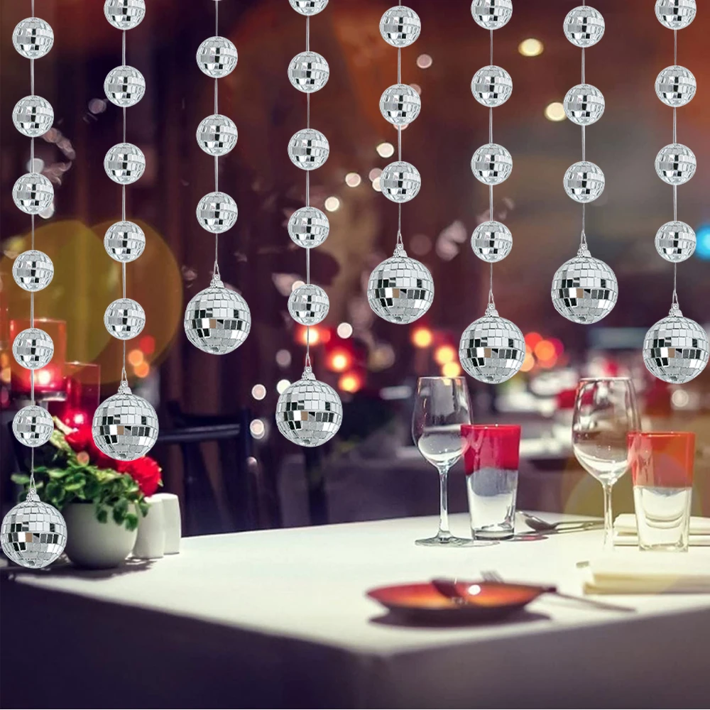 Серебряный диско-шар подвесные украшения гирлянда украшение для дискотеки