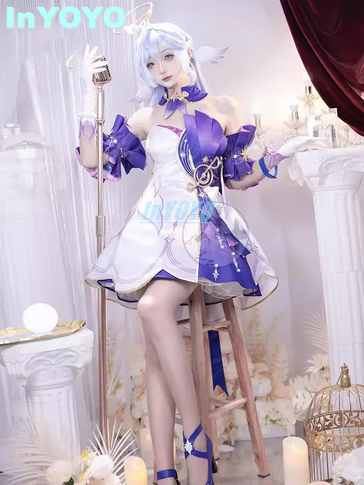 InYOYO Robin Косплей Honkai: Star Rail Костюм Прекрасное праздничное платье Униформа Парики