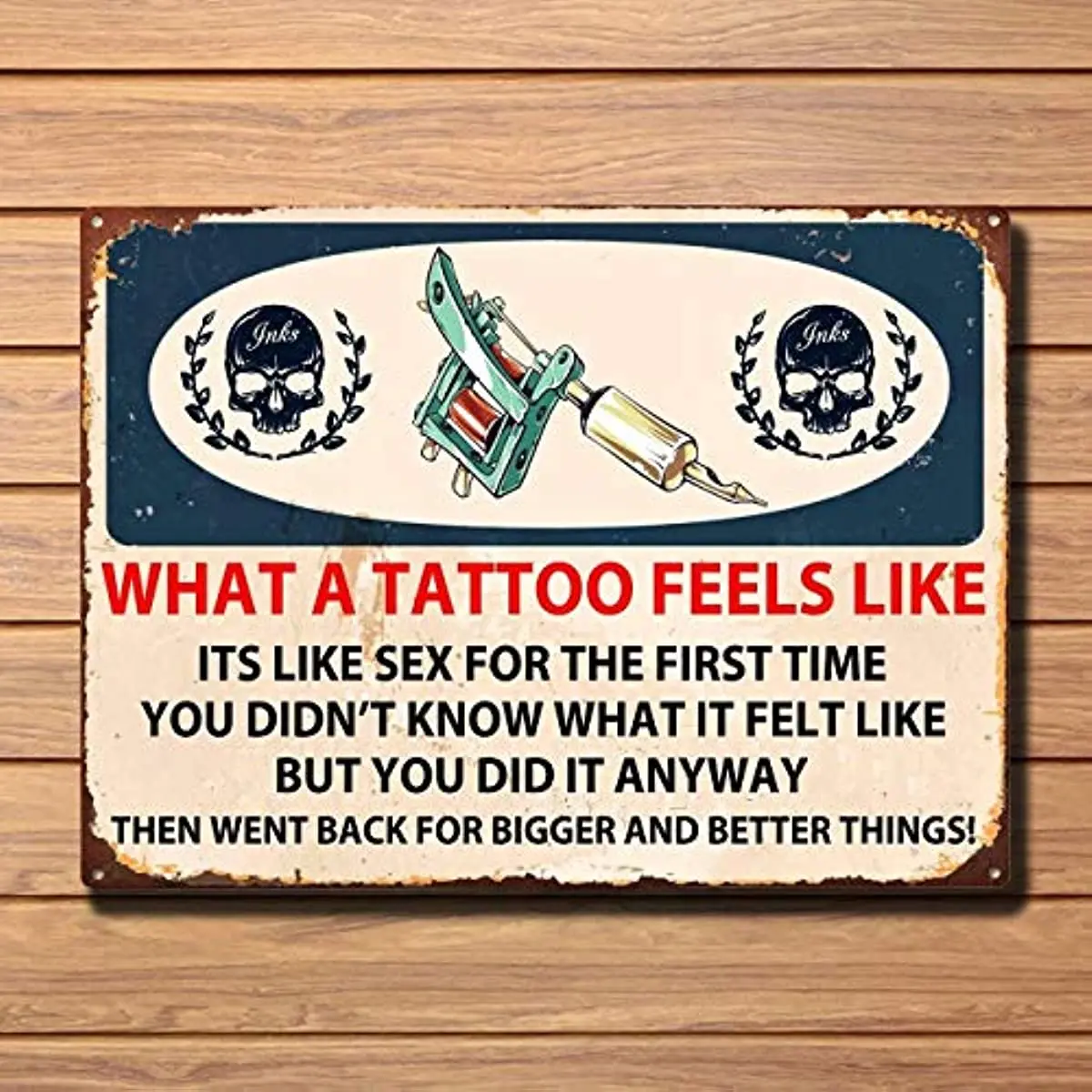 

Забавная эмалированная винтажная металлическая Жестяная Табличка в стиле ретро с рисунком в виде тату