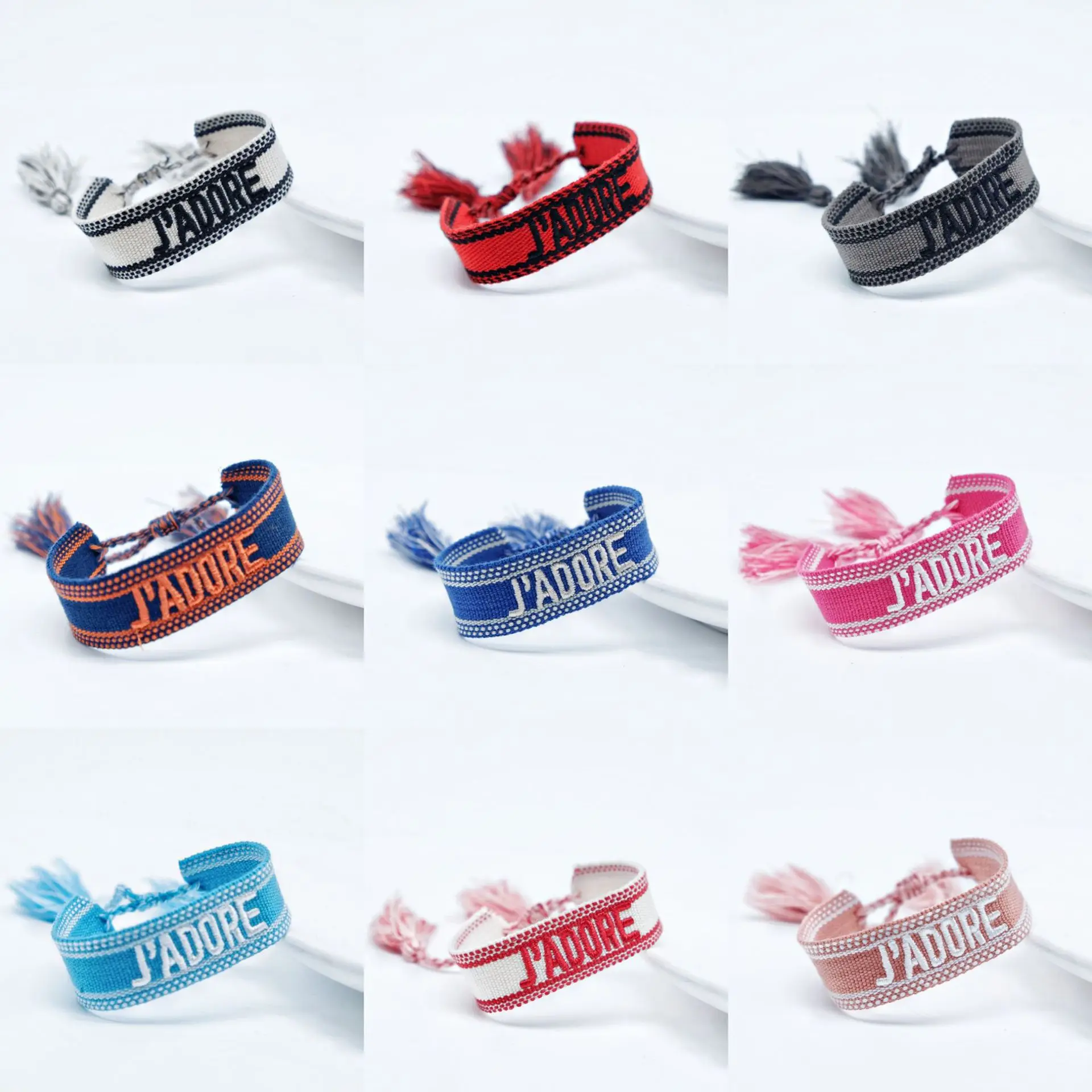 

2022 New Fashion Woven Bracelet Adjustable Creative Letter Embroidery Luxury Boho Tassel Friendship Couple Bracelet Gift
