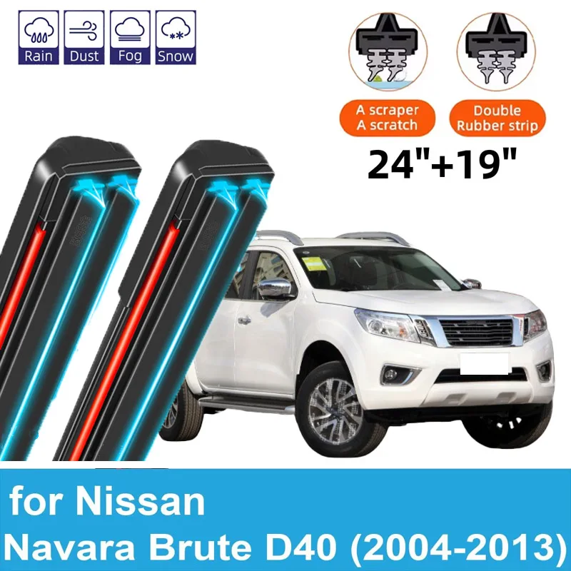 

2 шт. щетки стеклоочистителя автомобиля для 2004-2013 Nissan Navara Brute D40, переднее лобовое стекло, двойные резиновые аксессуары, 2011 2012 2013