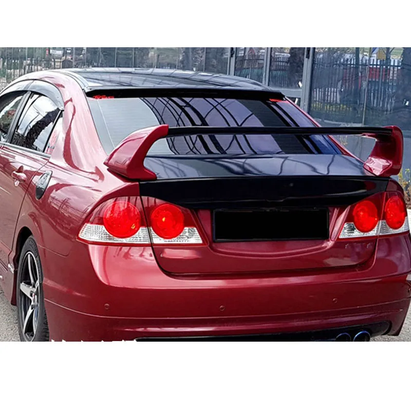 Фото Комплект из 3-х спойлеров для Honda Civic 8-го и 9-го поколений (FD2) 2006-2015: задний спойлер-антикрыло, тюнинг, фиксированное ветровое крыло, диффузор, обвес для автомобиля №3