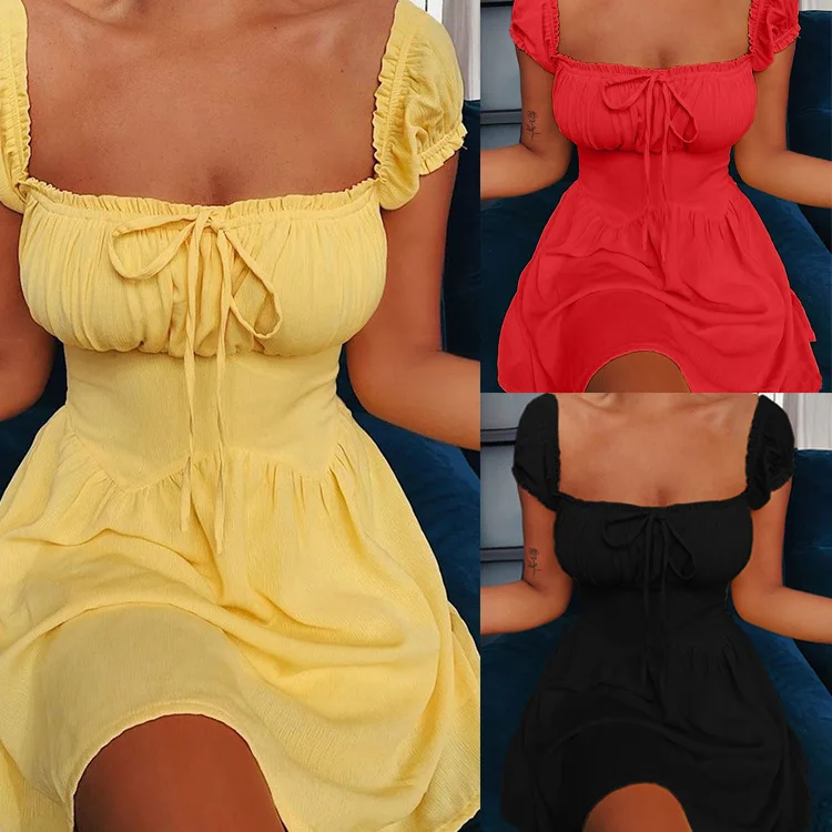 

Women's Neckline Boho Dress Solid Color Sleeveless Backless Slim Fit Dress Y2k Sexy Beach Dress for Women Vestido Feminino