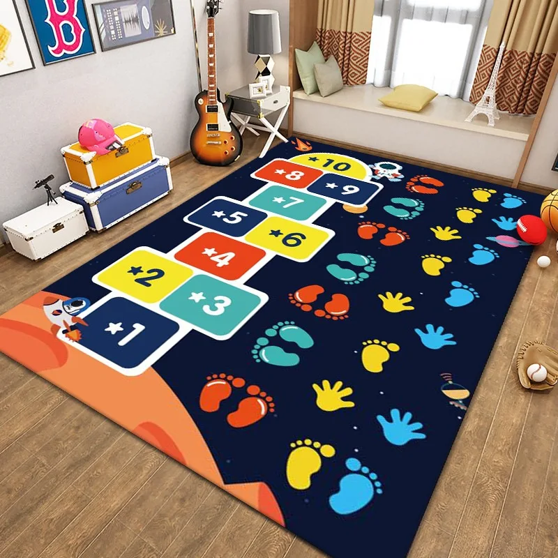 

Fun Cartoon Jumping House Game Carpet for Living Room Decoration for Kids Bedroom Non-slip Floor Mats Boy and Girl Play Area Rug