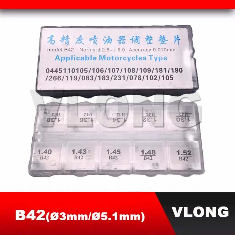 

50 шт. B42 РАЗМЕР 1,100 мм-1,700 мм B42 Регулировочные прокладки для форсунок дизельного топлива Литьевой калибратор Прокладки Шайбы Регулировочные прокладки