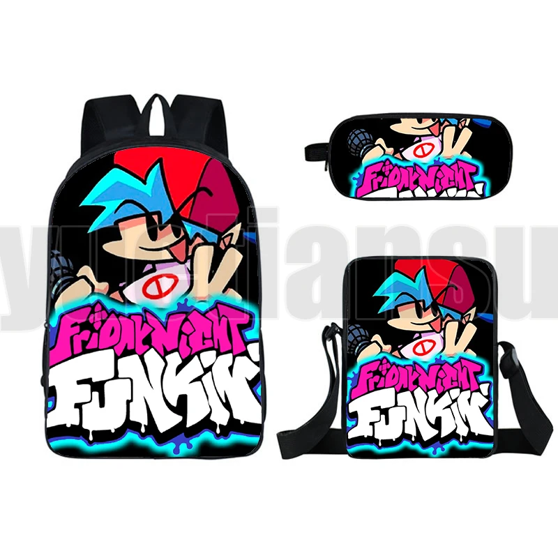 

Video Game Friday Night Funkin 3D Print Backpack 3 Pcs Set Cute Pencil Case Shoulder Bag 16 Inch Anime High Quality Travelbags