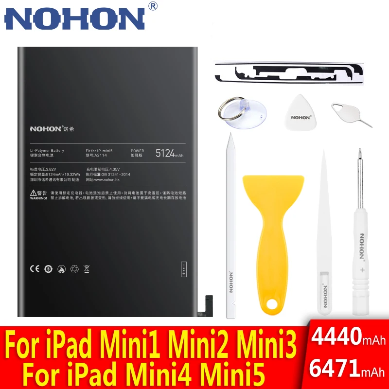 

NOHON Tablet Battery For iPad Mini 5 4 3 2 1 Replacement Bateria A1432 A1490 A1455 A1600 A1550 A2133 A1538 A1489 A1445 A2126