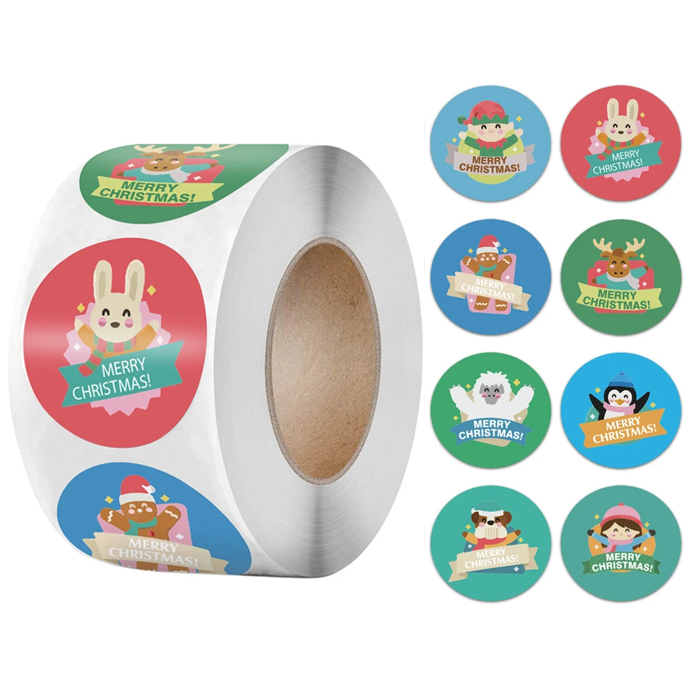 

100-500pcs Christmas Stickers Santa Snowflake Adhesive Label Stickers DIY Biscuit Gift Baking Business Packaging Stickers